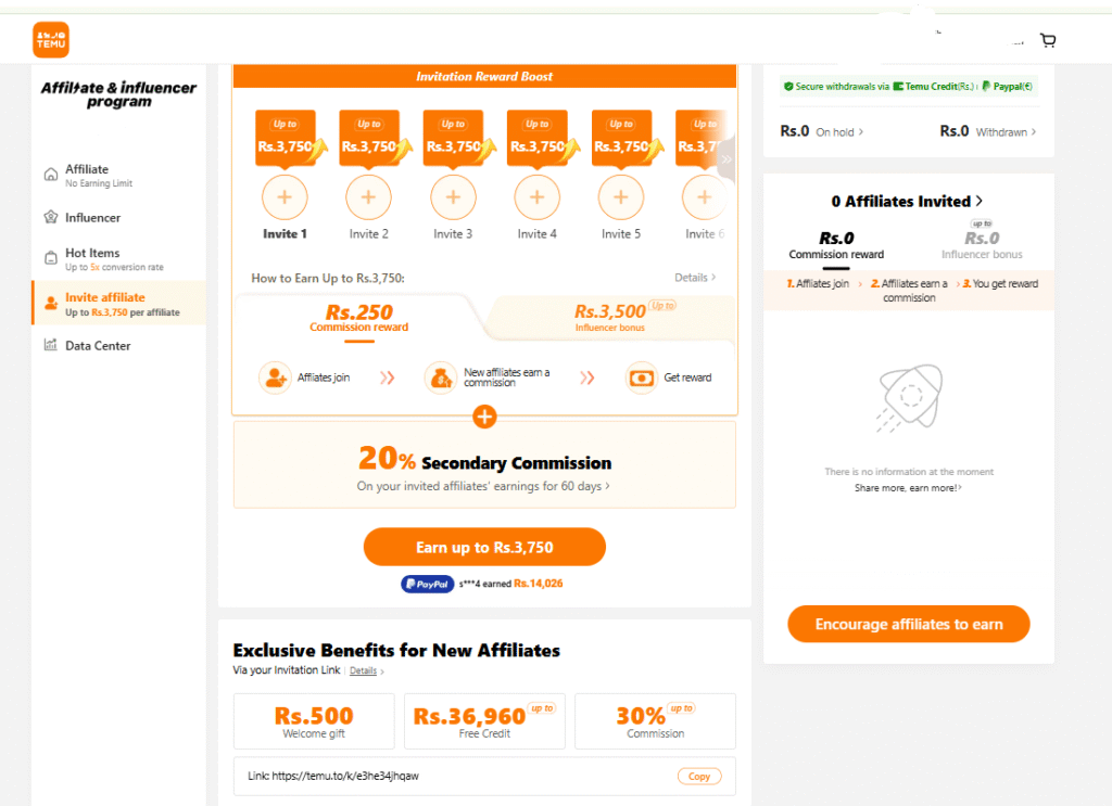 how to earn money with temu affiliate program